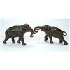 Image 1 : A pair of Japanese bronze figures of striding elephants, each beast naturalistically modelled and...