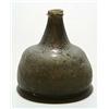 Image 1 : An onion wine bottle, of olive-green tint and with string rim, 12cm high, early 18th century (chi...