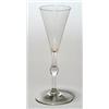 Image 1 : A balustroid wine glass, the slender funnel bowl supported on a centrally knopped stem and a coni...