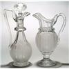 Image 1 : A cut pedestal jug with a frosted broad leaf band, 29cm high (small foot rim chip); and a similar...