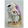 Image 1 : A Meissen group, modelled with a young gentleman escorting a maid gathering apples in her apron,...