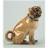 Image 1 : A Meissen (outside decorated) model of pug, after an original by J.J. Kandler, seated on its haun...