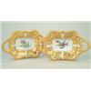 Image 1 : Two similar Meissen two-handled shaped rectangular dishes, one painted to the centre with a flora...