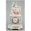 Image 1 : A Dresden (Carl Thieme) porcelain clock, the case surmounted with a figure of a maiden wearing ei...