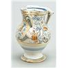 Image 1 : An Italian maiolica ewer, painted in shades of ochre, blue, green and manganese with with an oval...