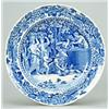 Image 1 : A Winemakers pattern dinner plate, printed in blue with the classical scene of winemakers within...