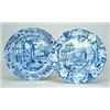 Image 1 : Two blue-printed dinner plates: a Russian Palace pattern plate, diameter 25.0cm, unmarked; and a...