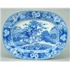 A Piping Shepherd pattern meat dish, printed in blue with the genre scene of a shepherd playing t...