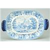 A Rogers' Views series soup tureen stand with matching tureen lid: the stand with moulded blue ha...