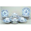 Image 1 : A "Florentine China" part dinner service, printed in blue with a series of romantic scenes, compr...