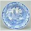 Image 1 : A Village Church pattern washbowl, printed in blue with the rural scene and floral border, the ma...