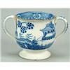 Image 1 : A small two-handled loving cup, of squat inverted baluster shape on a low pedestal foot, with och...