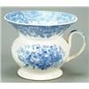 Image 1 : A small blue-printed spittoon, of spherical shape with typical wide conical rim and simple moulde...