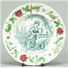 Image 1 : A child's plate "The Pet Lamb", the rim moulded with flowers and leaves enamelled in green and cr...
