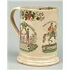 Image 1 : An Orange Order commemorative mug, of cylindrical form with turned foot and simple strap handle,...