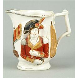 A pearlware moulded jug commemorating Lord Wellington and General Hill, each with impressed title...