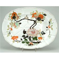 A Mason's Patent Ironstone China shaped rectangular well-and-tree meat dish, printed in black and...