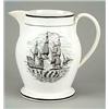 Image 1 : A black-printed earthenware jug "East Indiaman Sailing from the Downs" and "Frigate Setting Sail"...