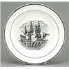 Image 1 : A black-printed ship plate "East Indiaman Sailing from the Downs", decorated with the titled view...