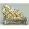 Image 1 : A pearlware figure of a shipwrecked sailor, modelled washed up on rocks, a stricken vessel in the...