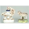 Image 1 : Two various models of goats, comprising: a group of a girl seated side-saddle on a goat with extr...