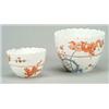 Image 1 : Two Chelsea fluted bowls, painted in the Kakiemon manner and after a Meissen original with a red...