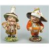 Image 1 : A pair of Derby figures of Mansion House dwarfs, typically modelled and dressed, painted and gilt...
