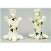 Image 1 : A pair of Belleek Second Period spill vases, modelled as a tree trunk with a spiral band of ivy,...