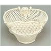 Image 1 : A Belleek First Period 'Shamrock' basket, of three-strand trefoil form and applied with flower sp...