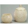 Image 1 : A Belleek Fourth Period oviform biscuit barrel and cover designed by Cyril Arnold, moulded allove...