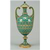 Image 1 : A Copeland dark-green-ground 'jewelled' oviform two-handled vase and cover, decorated in the Sevr...