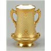 Image 1 : A Coalport two-handled 'jewelled' gilt-ground vase, of cylindrical form with swollen lower sectio...