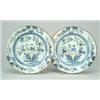 Image 1 : A pair of English delft plates, probably London or Liverpool, painted in shades of blue, manganes...