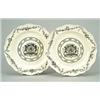 Image 1 : A pair of Liverpool-printed creamware armorial plates, probably Wedgwood, printed in black with a...