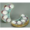 Image 1 : Five Copeland majolica crescent-shaped scallop dishes, each modelled with five dished sections in...