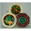 Image 1 : Three Wedgwood Majolica plates, comprising; a pair with pierced borders, printed in black and pai...