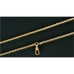 A Victorian gold belcher link guard chain with a swivel clasp, stamped '9c', approx. 150cm long (...