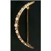 Image 1 : A late Victorian gold, pearl and diamond open crescent brooch, alternately set with graduated old...