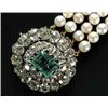 Image 2 : A Victorian emerald, diamond and pearl necklace, the front designed as an oval cluster centred wi...