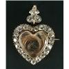Image 1 : A late Victorian diamond heart shaped pendant, centred with a hair glazed panel within and old-cu...