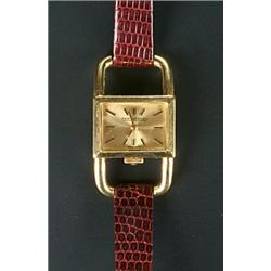 Jaeger-le-Coultre, a lady's Drivers style 18ct gold rectangular wristwatch, circa 1960, ref.1670,...