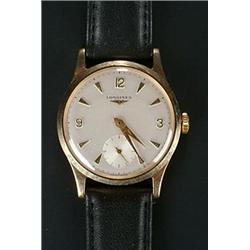 Longines, a gentleman's 9ct gold round wristwatch, circa 1969, no.336158, white dial with raised...