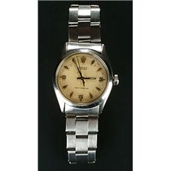 Rolex, Oyster, a gentleman's stainless steel bracelet watch, circa 1962, no.299295, textured crea...