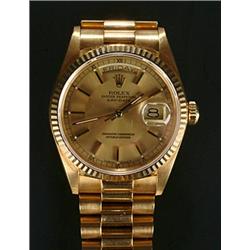 Rolex, Oyster Perpetual Day-Date, a gentleman's 18ct gold bracelet watch, circa 1986, no.9302271,...