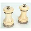 Image 1 : A pair of silver mounted ivory pepper mills of waisted form, Birmingham 1935 by Hukin & Heath, 8....