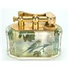 Image 1 : A Dunhill 'Budgies' petrol table lighter, circa 1955, of 'fish tank' form, the glass body of shap...