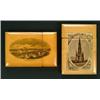 Image 1 : Two card cases and a string box, comprising; a mauchline ware case with a view of North Berwick,...