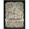Image 1 : A Victorian silver 'castle top' card case of shaped outline, chased with a view of Christchurch,...