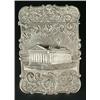 Image 1 : A Victorian silver 'castle top' card case of shaped outline, chased with a view of The Royal Exch...