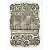 Image 1 : A Victorian silver 'castle top' card case, of shaped outline, the front chased with a view of Wor...